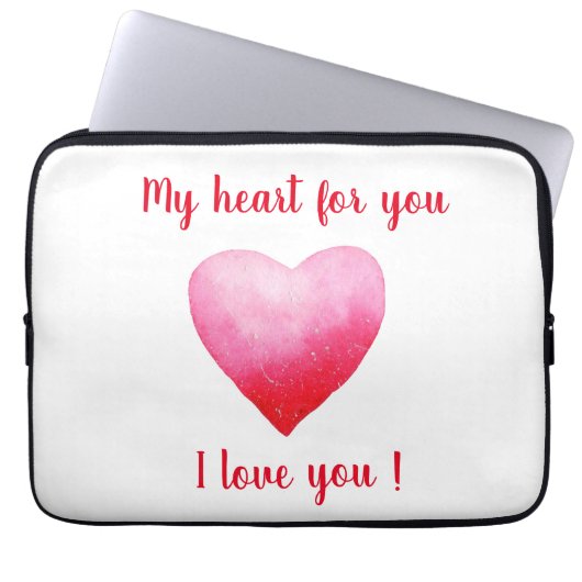 Minimalistisch I Liebe Ihr rotes Aquarellherz Laptopschutzhülle (Vorderseite)