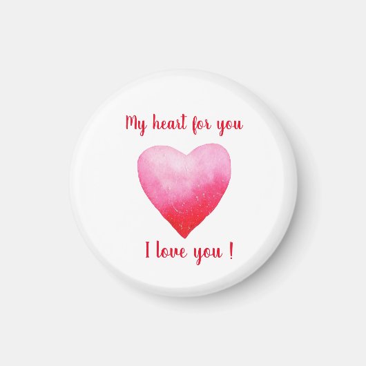 Minimalistisch I Liebe Ihr rotes Aquarellherz Magnet (Vorne)