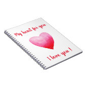 Minimalistisch I Liebe Ihr rotes Aquarellherz Notizblock (Rechte Seite)