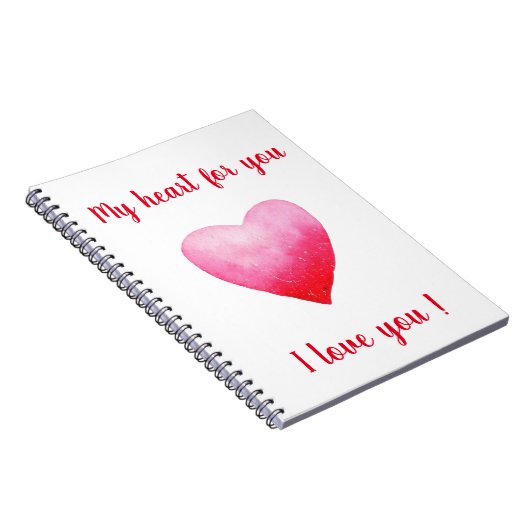 Minimalistisch I Liebe Ihr rotes Aquarellherz Notizblock (Rechte Seite)