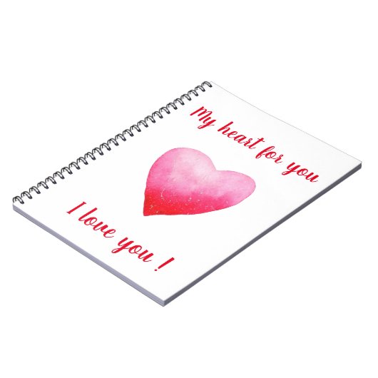 Minimalistisch I Liebe Ihr rotes Aquarellherz Notizblock (Linke Seite)