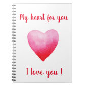 Minimalistisch I Liebe Ihr rotes Aquarellherz Notizblock (Vorderseite)