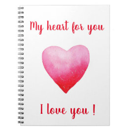 Minimalistisch I Liebe Ihr rotes Aquarellherz Notizblock