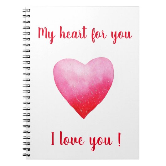 Minimalistisch I Liebe Ihr rotes Aquarellherz Notizblock (Vorderseite)