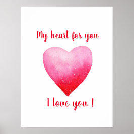 Minimalistisch I Liebe Ihr rotes Aquarellherz Poster