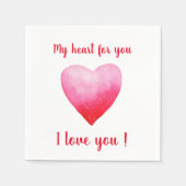 Minimalistisch I Liebe Ihr rotes Aquarellherz Serviette (Vorderseite)