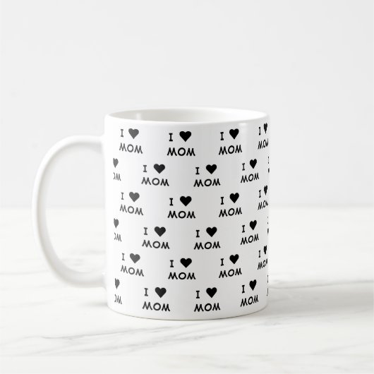 Minimalistisch I Liebe Mama Herzschrift Custom B&W Kaffeetasse (Links)