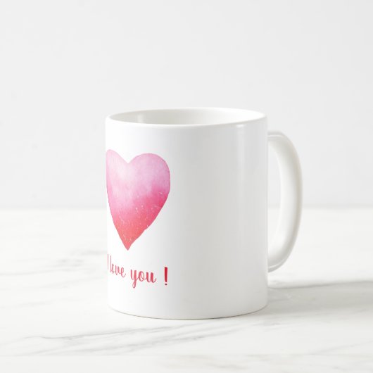 Minimalistisch I Liebe Sie rotes Aquarellherz Kaff Kaffeetasse (VorderseiteRechts)