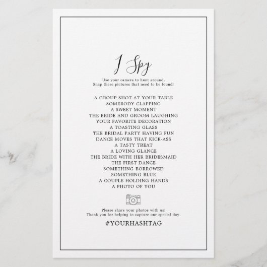 Minimalistisch I Spy Wedding Foto Scavenger Hunt G Flyer (Vorne)
