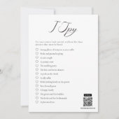 Minimalistisch I Spy Wedding Game Card Einladung (Vorderseite)