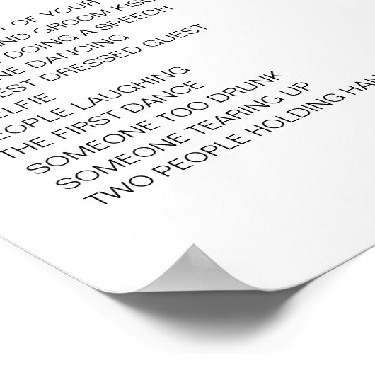 Minimalistisch I Spy Wedding Reception Game Poster (Ecke)