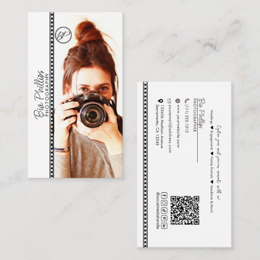 Minimalistisch Ihr Foto- und Logo-Fotogeschäft Visitenkarte (Vorne/Hinten)