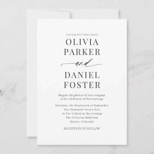 Minimalistisch in einem QR-Code Elegante Hochzeit Einladung (Vorderseite)