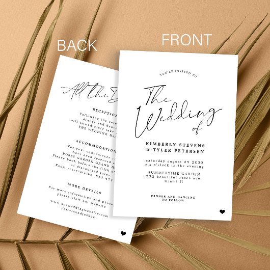 Minimalistisch in einer einzigen Schwarz-weißen Ho Einladung