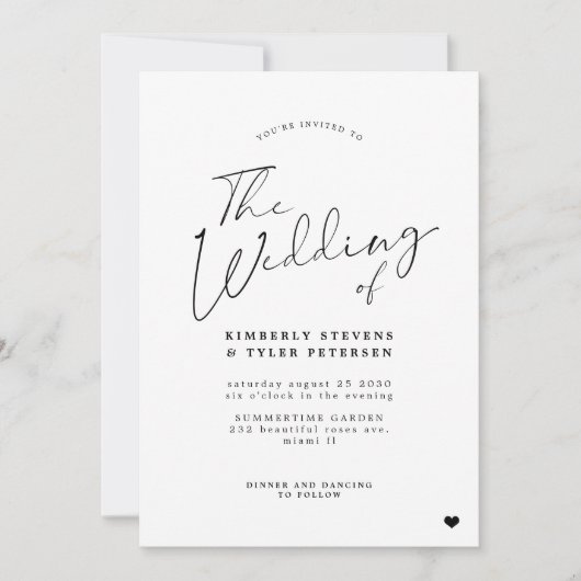 Minimalistisch in einer einzigen Schwarz-weißen Ho Einladung (Vorderseite)