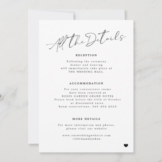 Minimalistisch in einer einzigen Schwarz-weißen Ho Einladung (Rückseite)