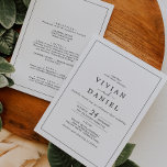 Minimalistisch in einer Hochzeit Einladung<br><div class="desc">Dieses minimalistische alles in einer Hochzeitseinladung ist perfekt für eine einfache Hochzeit. Das moderne romantische Design besticht durch klassische schwarz-weiße Typografie gepaart mit einer rustikalen und eleganten Kalligraphie mit Vintagem handgeschriebenem Stil. Anpassbar in jeder Farbe. Behalt das Design einfach und elegant, wie es ist, oder personalisiere es durch Hinzufügen von...</div>