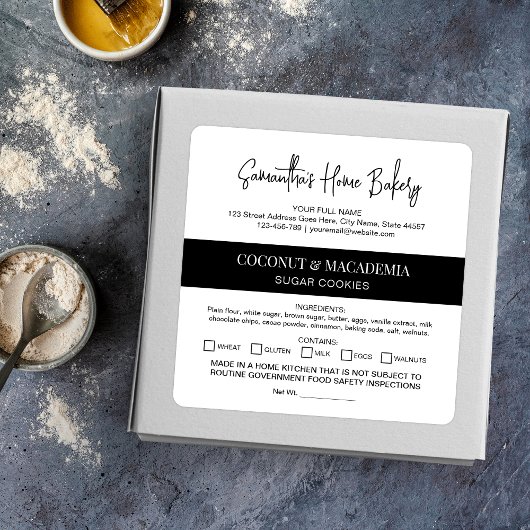 Minimalistisch in einer Zuhause hergestellte Zutat Quadratischer Aufkleber