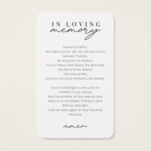 Minimalistisch in Erinnerungsfoto-Karte (Rückseite)