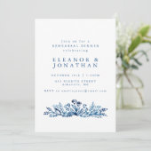 Minimalistisch Indigo Blue Botanic Probe Dinner Einladung (Stehend Vorderseite)