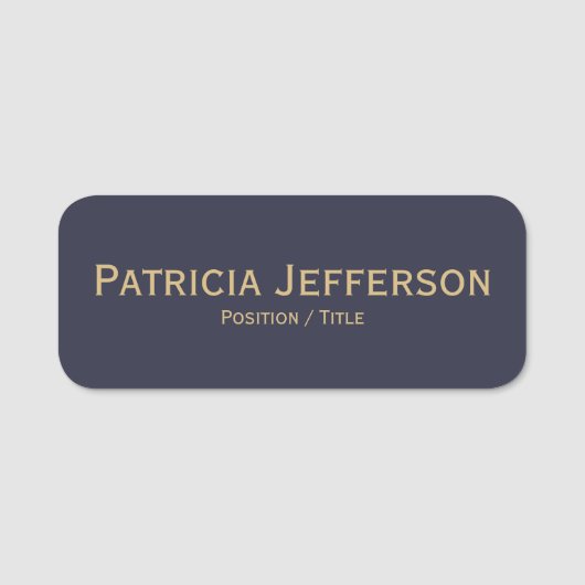 Minimalistisch Indigo Blue & Gold: Stilvoll modern Namensschild (Vorderseite)