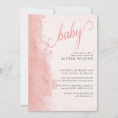 Minimalistisch Ink Wash Texture Girl Babydusche Einladung (Vorderseite)