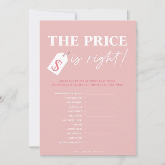 Minimalistisch ist der Preis für ein süßes Girl-Ba Einladung (Vorderseite)