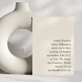 Minimalistisch Ivory Ecru Black Elegante Moderne H Einladung