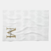 Minimalistisch Ivory Gold Anahaw Leaf Script Monog Geschirrtuch (Horizontal)