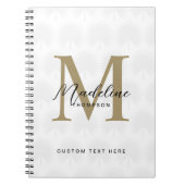 Minimalistisch Ivory Gold Anahaw Leaf Script Monog Notizblock (Vorderseite)