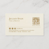 Minimalistisch Ivory White Creamy Gold Beruflich Visitenkarte (Rückseite)