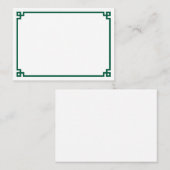 Minimalistisch Jäger Grüne griechische Grenz-Hochz Platzkarte (Vorne/Hinten)