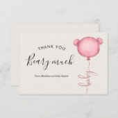 Minimalistisch Jemand Beary Pink Ballon Babydusche Dankeskarte (Vorne/Hinten)