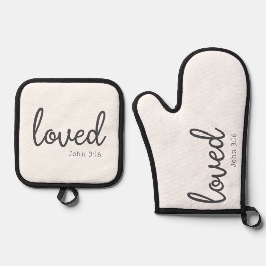 Minimalistisch John 3:16 Liebe Ofenhandschuh & Topflappen-Set (Vorderseite)