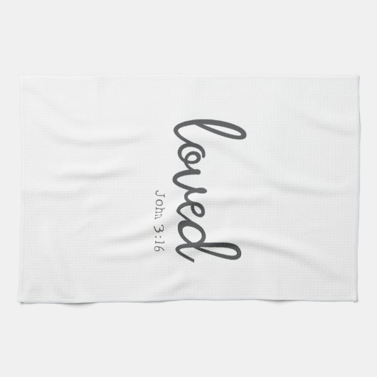 Minimalistisch John 3:16 liebte Geschirrtuch (Horizontal)