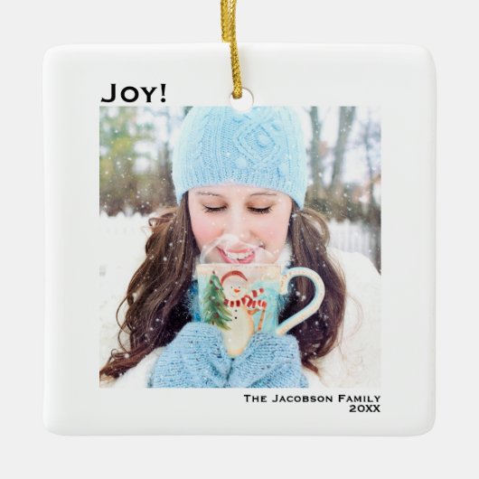 Minimalistisch JoSimple Christmas Holiday Foto Keramikornament (Vorderseite)