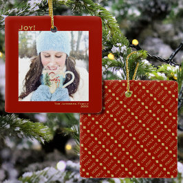 Minimalistisch JoSimple Christmas Holiday Foto Red Keramikornament