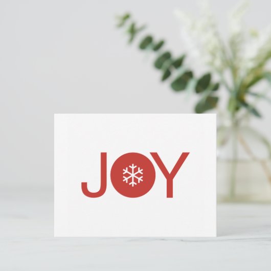 Minimalistisch Joy Christmas Postcard Postkarte (Stehend Vorderseite)