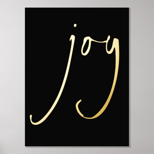 Minimalistisch Joy Script Black Real Foil Prints Foliendrucke (Vorderseite)