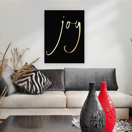Minimalistisch Joy Script Black Real Foil Prints Foliendrucke