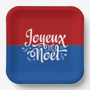 Minimalistisch Joyeux Weihnachten Französisch Froh Pappteller