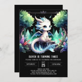 Minimalistisch Kids Dragon Birthday Einladung (Vorne/Hinten)