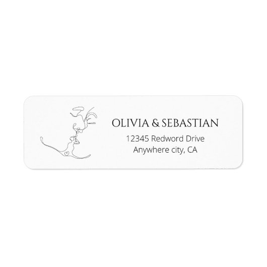 Minimalistisch Kissing Couple Wedding Rücksendeadr (Vorne)