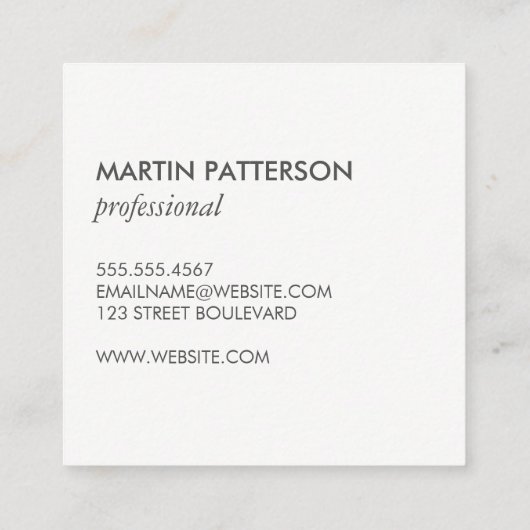 Minimalistisch / Klammer verziert (blau) Quadratische Visitenkarte (Rückseite)