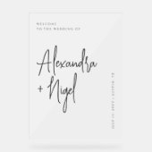 Minimalistisch klares Hochzeitswillkommen Acrylschild (Vorderseite)