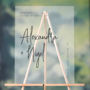 Minimalistisch klares Hochzeitswillkommen Acrylschild