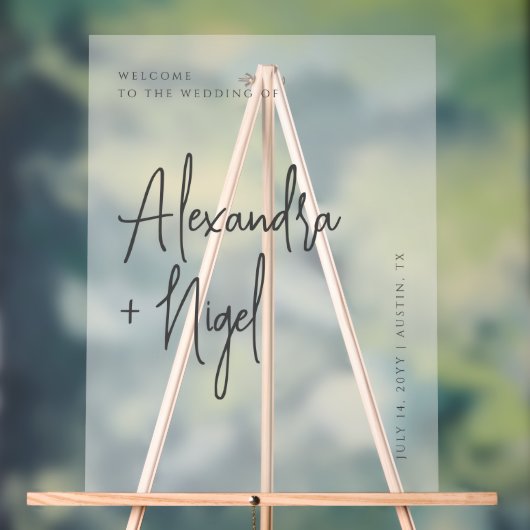 Minimalistisch klares Hochzeitswillkommen Acrylschild (Neutral)