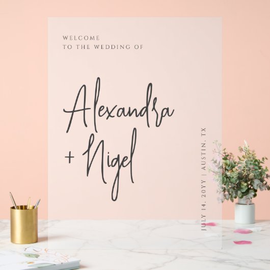 Minimalistisch klares Hochzeitswillkommen Acrylschild (Hochzeit)