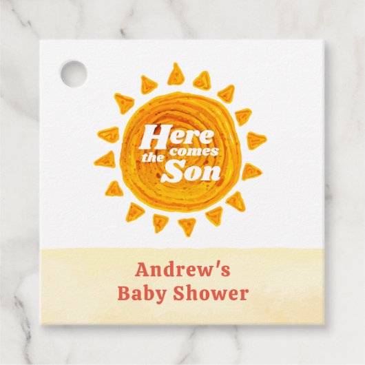 Minimalistisch kommt die Babydusche von Son Boho Geschenkanhänger (Vorderseite)