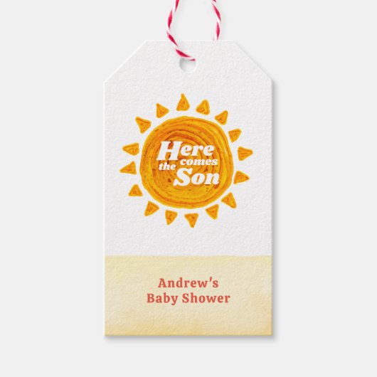 Minimalistisch kommt die Babydusche von Son Boho Geschenkanhänger (Vorderseite)